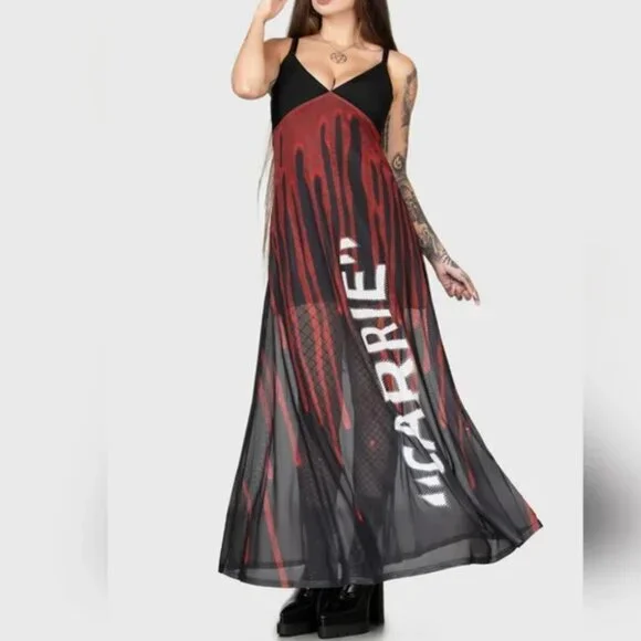 Killstar X Carrie Warned Red & Black Plus Size Maxi Dress XXL NWT - Picture 1 of 3
